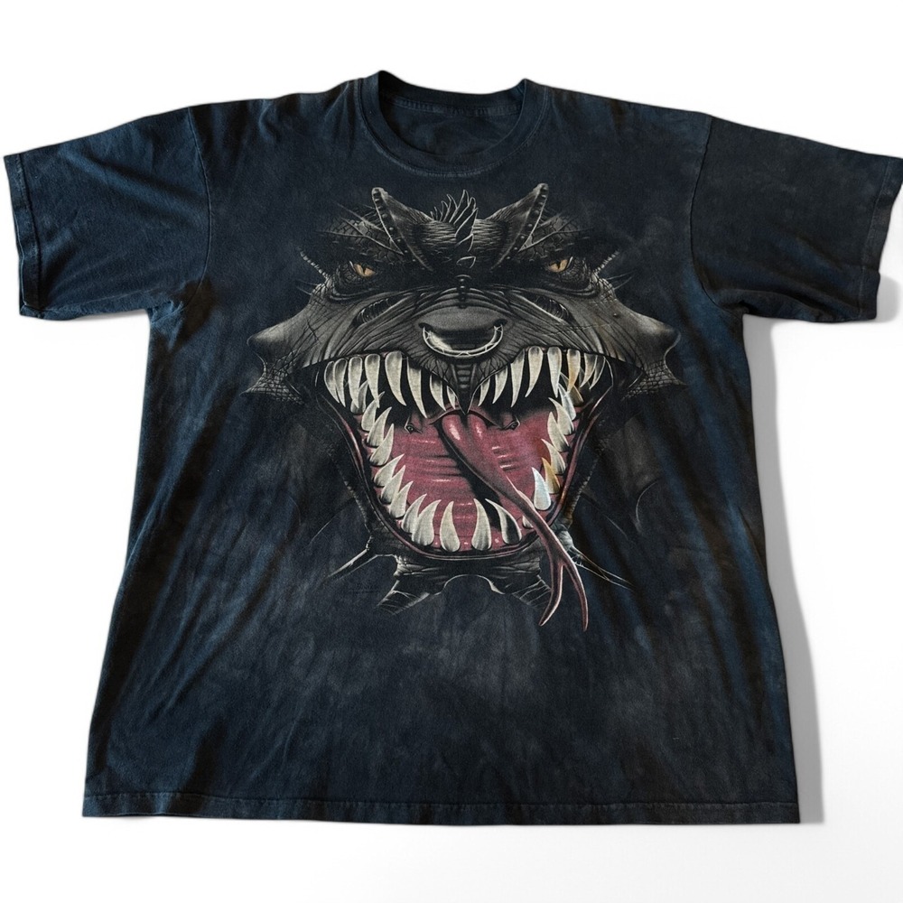 Vintage the Mountain Big Face Dragon Tee Shirt Adult Size‎ 2XL XXL Faded Y2K
